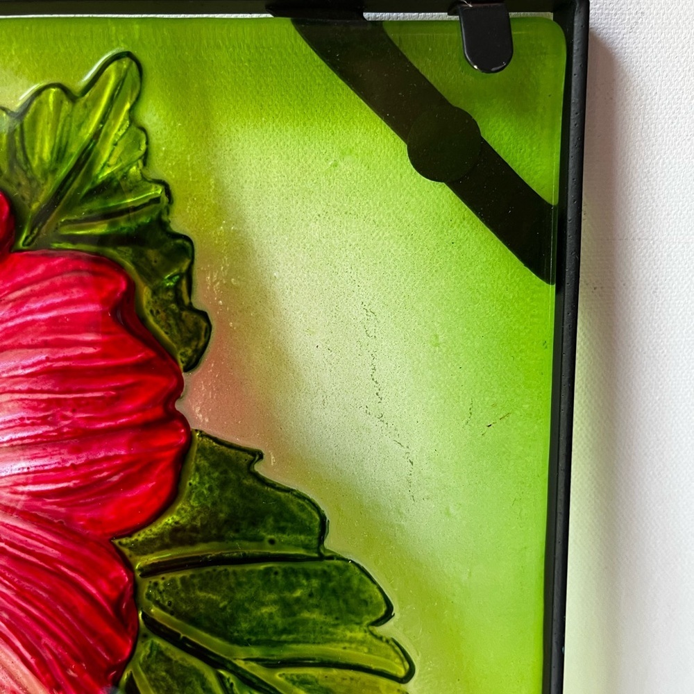 Vibrant Floral Glass Art with Ladybug suncatcher - Picture 7 of 10